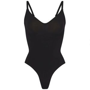 SKIMS Seamless Sculpt Thong Bodysuit in Onyx